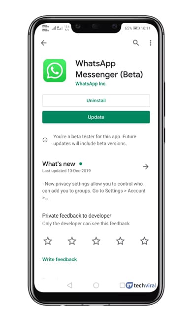 Update WhatsApp Application