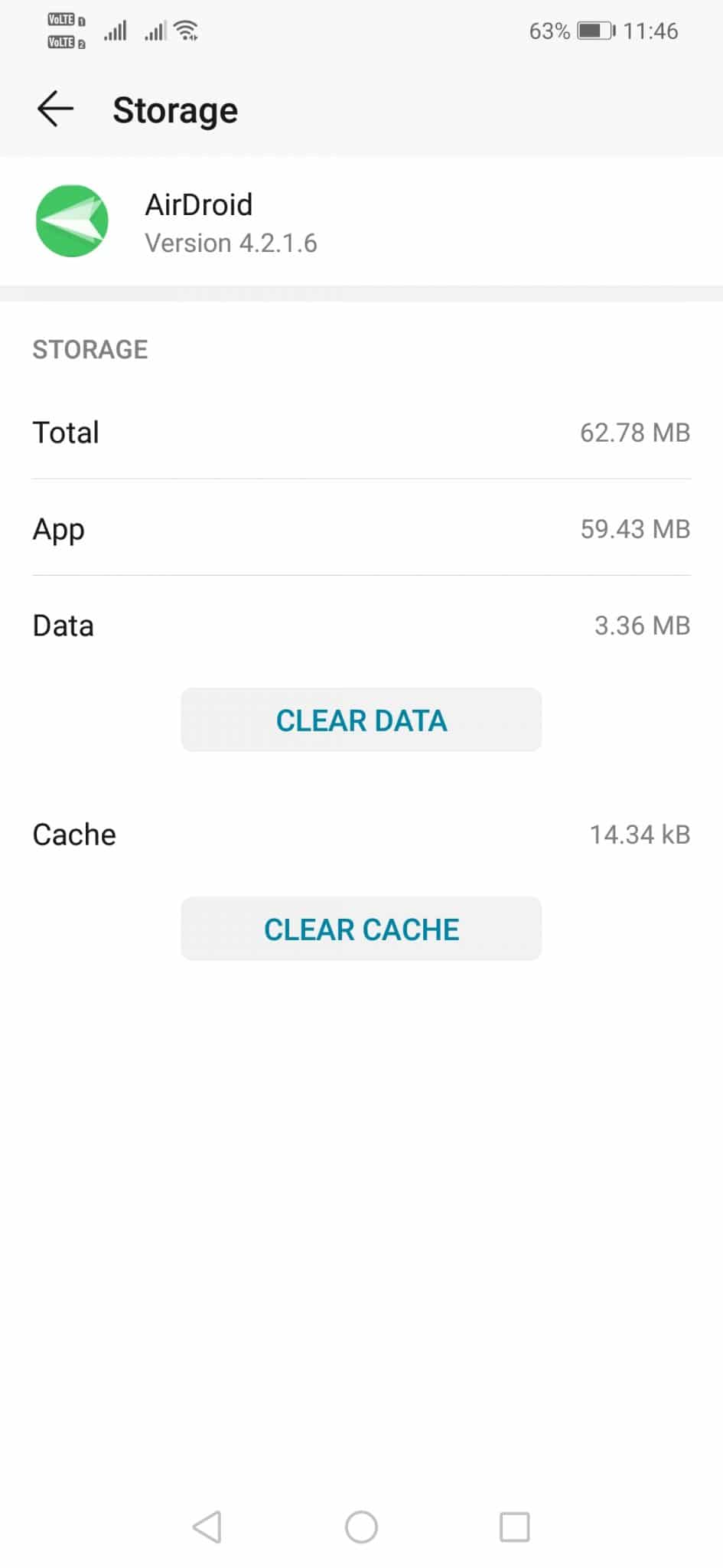 Tap on 'Clear Cache' button