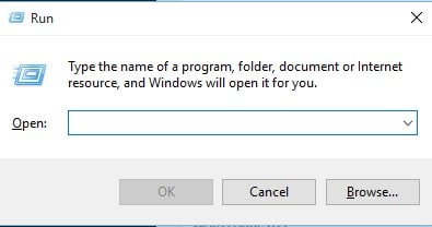 Press Windows Key + R to open Run dialog box