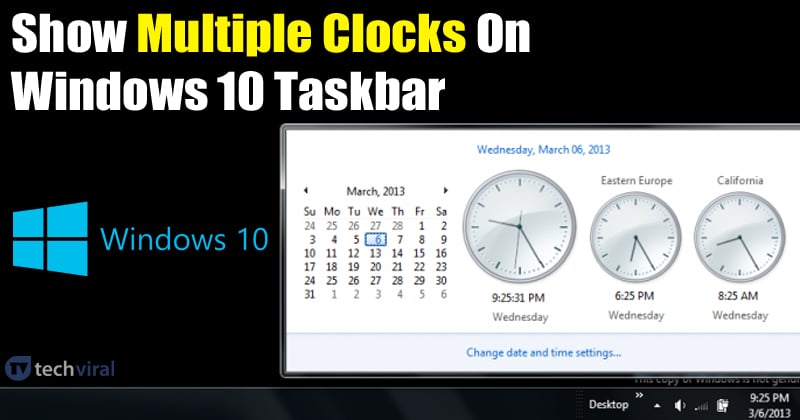 windows 10 clock taskbar