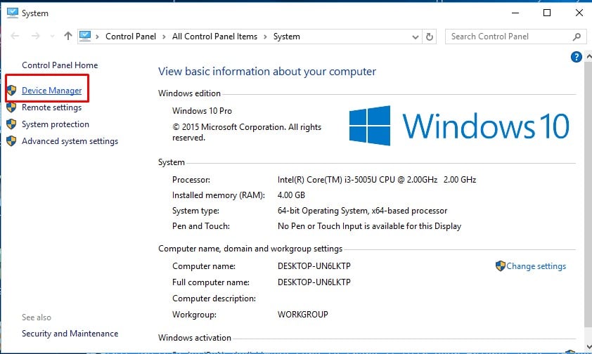 Device Manager Windows 10