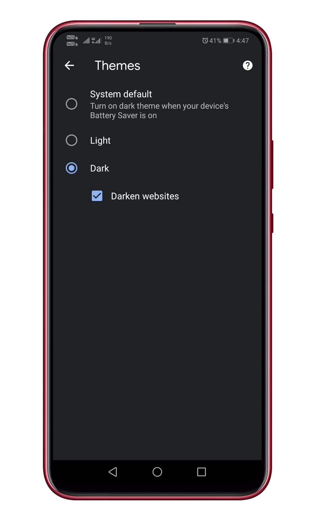 How To Add the Darken Website Toggle In Chrome For Android - 11