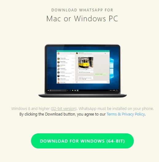 install whatsapp on windows 10 laptop