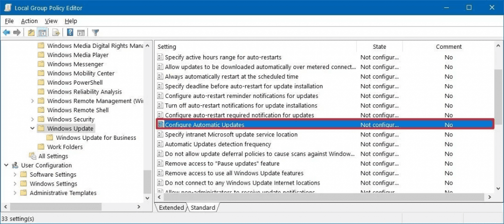 Disable Automatic Updates Using Group Policy