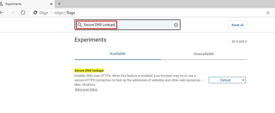 Vyhledejte „Secure DNS Lookups“