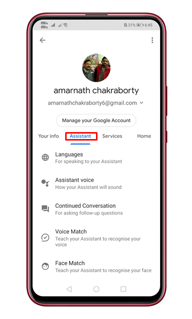 Tap on 'Assistant' tab