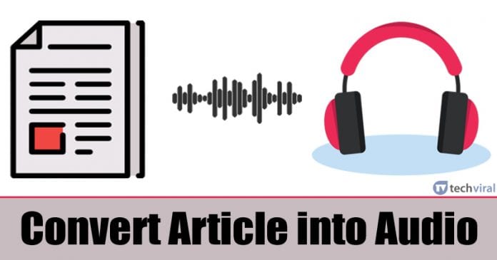 How To Convert any Article into Audio File On Android