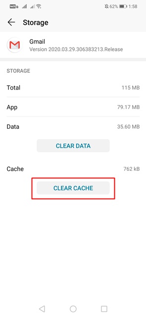 Tap on the 'Clear Cache' option