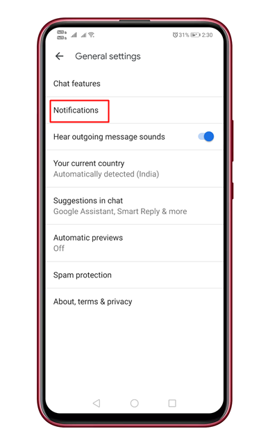 Select 'Notifications'