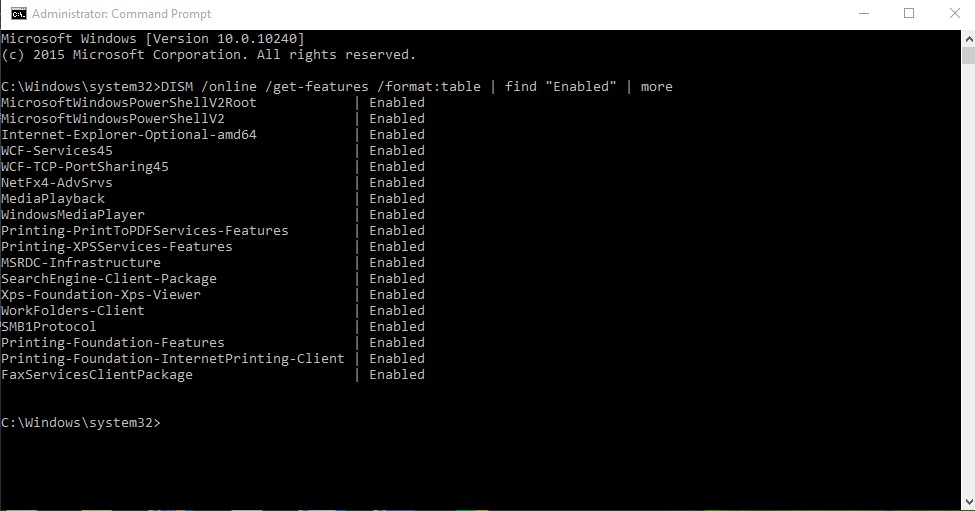 How to Enable Disable Windows Features via Command Prompt - 11