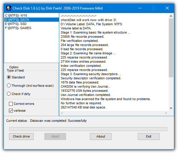 windows 10 check disk for errors