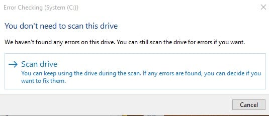 Click on the 'Scan drive'