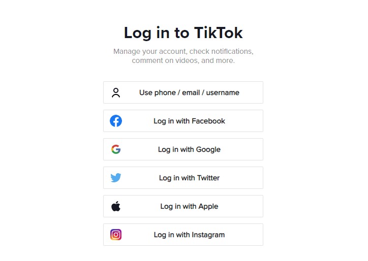 Login to your TikTok account