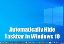 Automatically Hide the Taskbar in Windows 10 PC