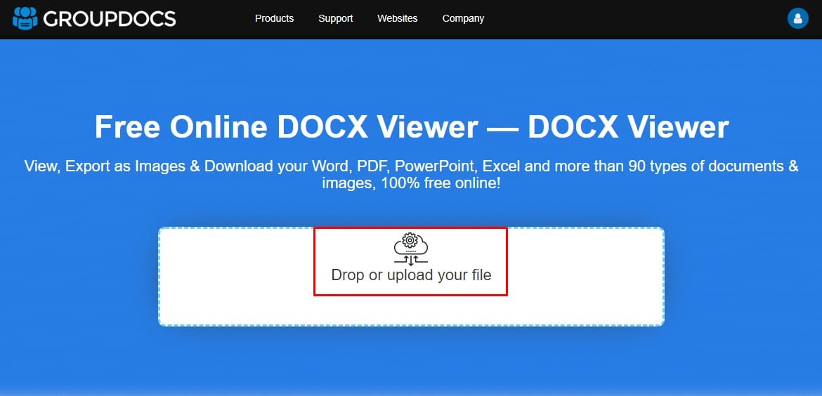click on the 'Drop or upload your file' button.