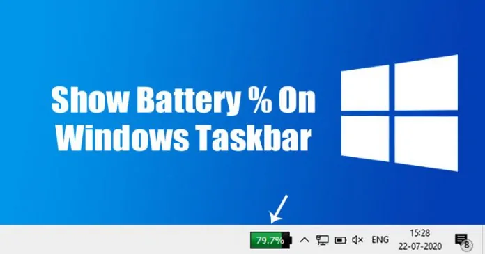 How To Show Battery Percentage on Windows 10 Taskbar