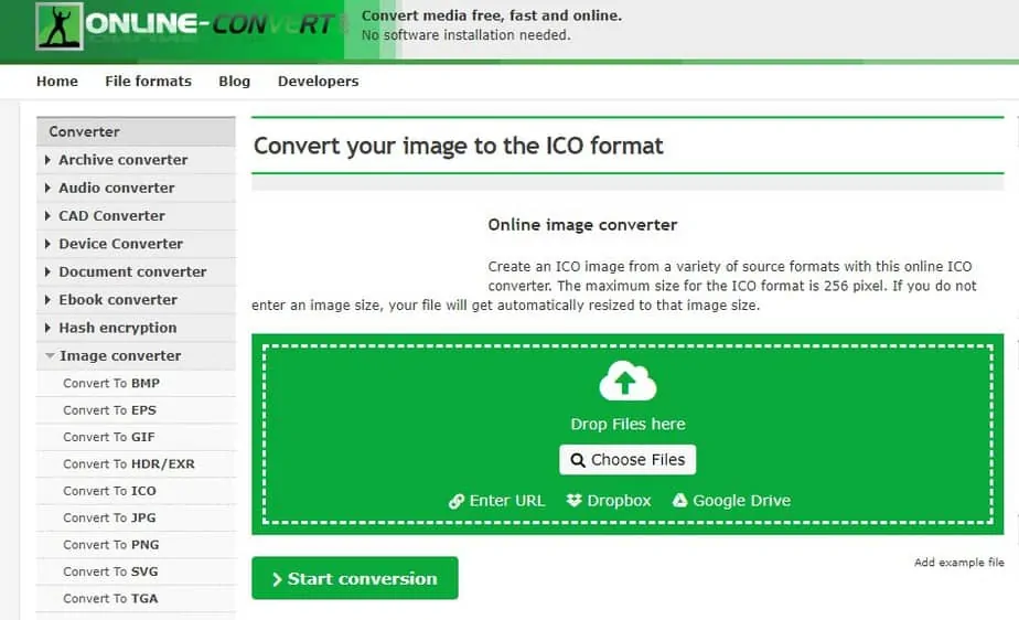 convert your image to the ICO format