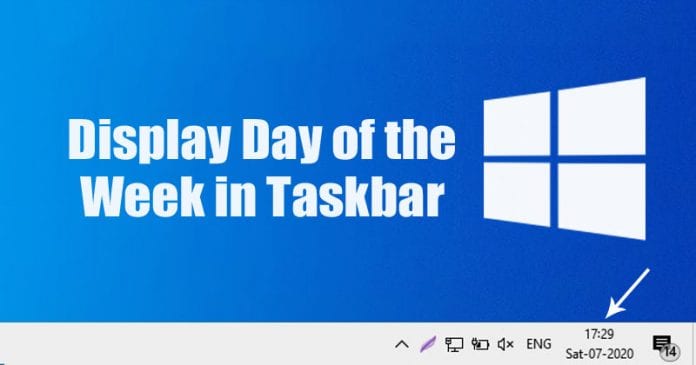 How To Display Day of the Week in Windows 10 Taskbar
