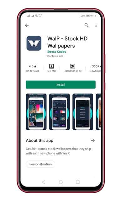 Download and install the Walp Android app