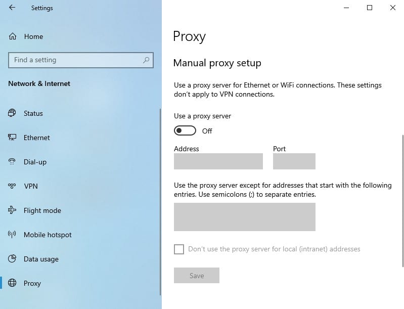 how to change proxy settings in windows 10