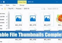 Disable File Thumbnails in Windows 10 Completely
