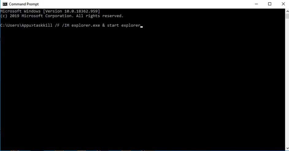 Restart Windows Explorer from CMD