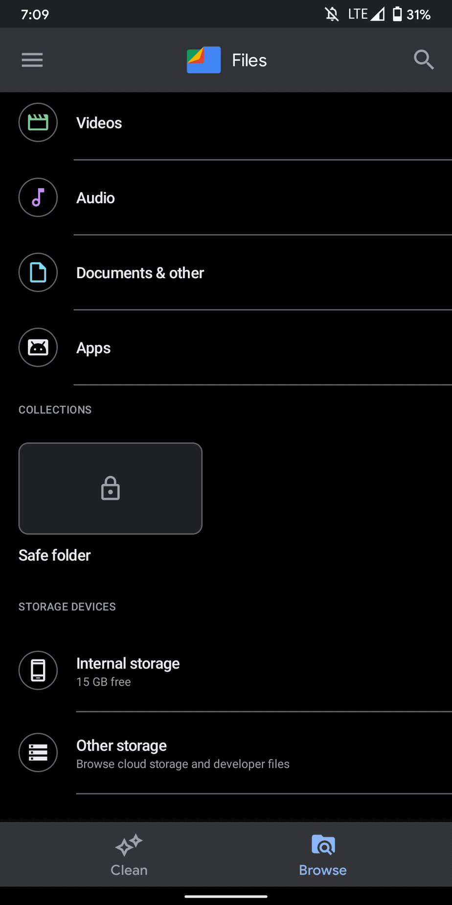 Tap on the 'Safe Folder' option