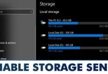 Enable Storage Sense on Windows 10 Computer