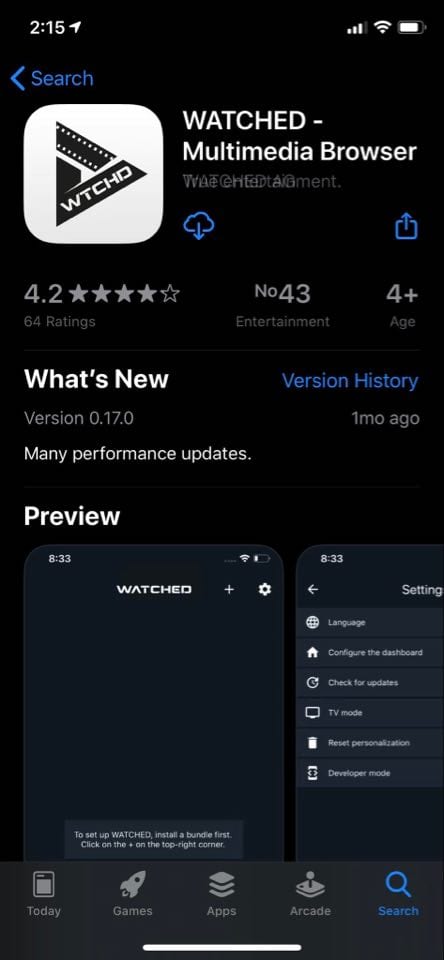 κατεβάστε και εγκαταστήστε το Watched στο iOS σας