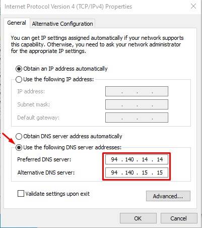 adguard dns server ip