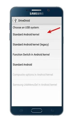 Select the 'Standard Android Kernel' option