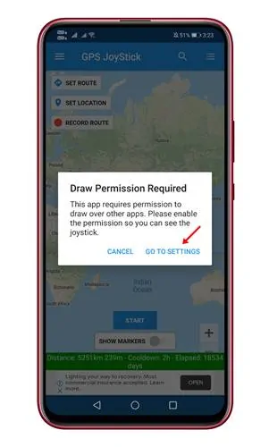 Grant permission to draw over other apps