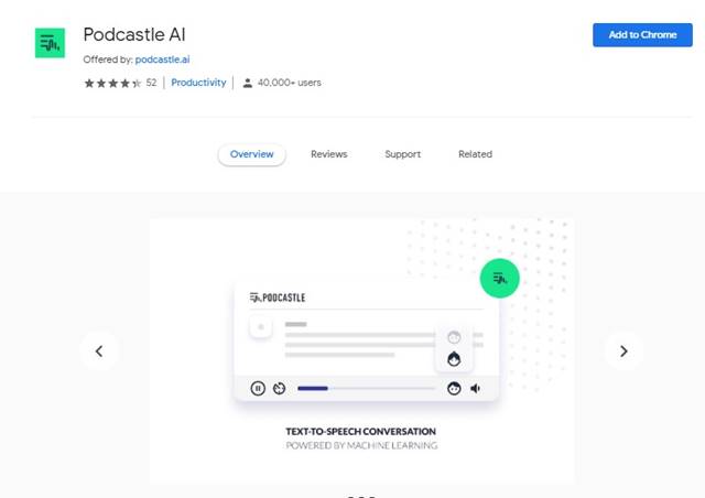 Podcastle extension page
