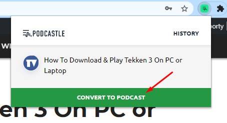 Click on the 'Convert to Podcast' option
