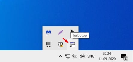 Find the app icon in the System Tray
