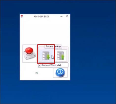 klikk på 'Tokens Backup'-knappen