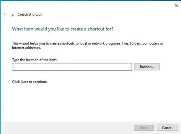create shortcut Window