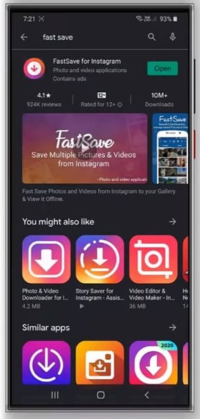 download & install the FastSave app