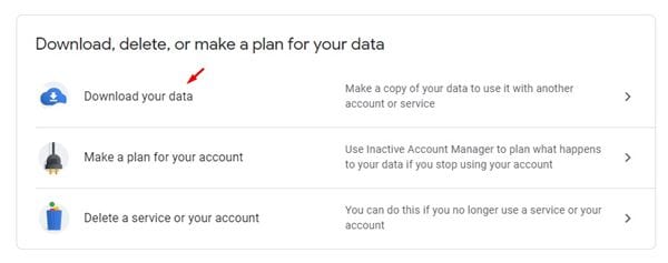 click on the 'Download Your Data' option