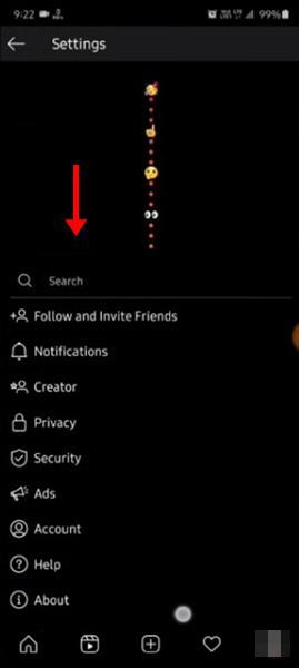 drag down the settings menu from the top