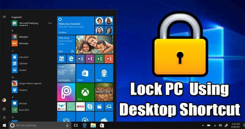 How To Lock Windows 10 Computer With a Desktop Shortcut