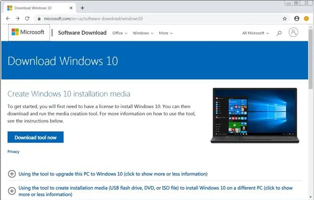 download the Windows 10 media creation tool