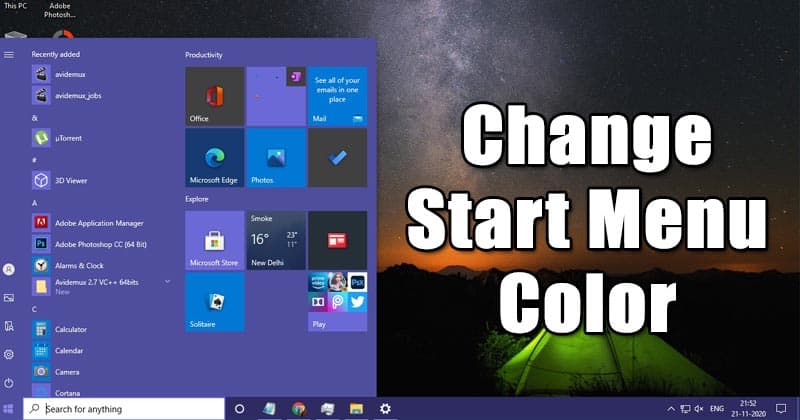 How to Change the Color of Start Menu in Windows 10