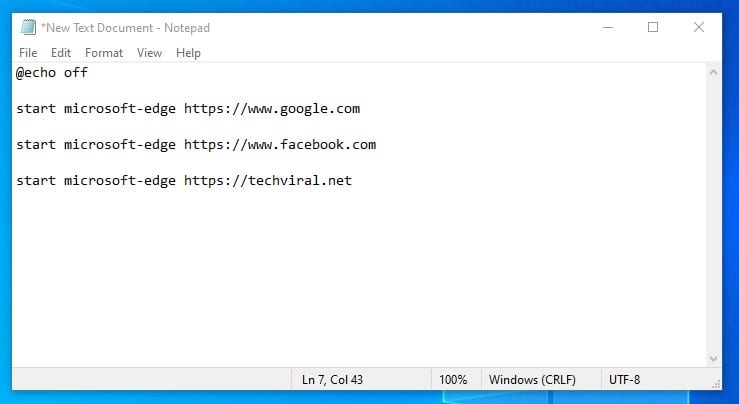 Code to open websites in the Edge browser