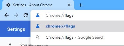 írja be a „chrome://flags” kifejezést a címsorba