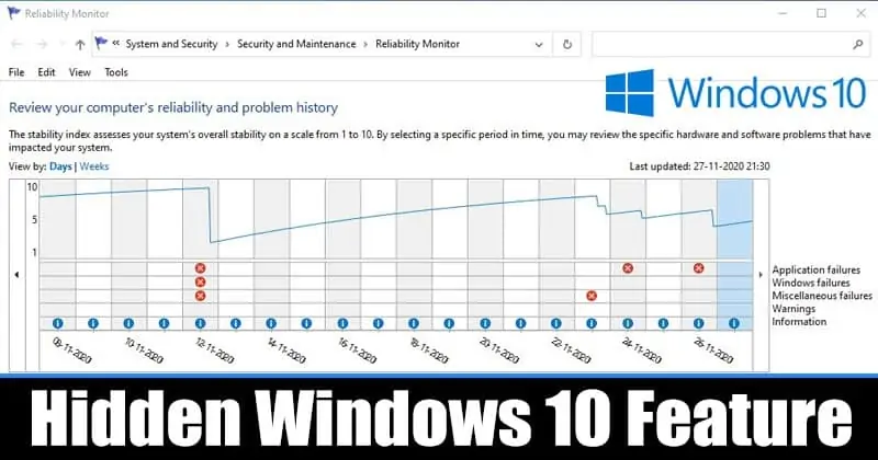 How to use the 'Reliability Monitor' Tool in Windows 10
