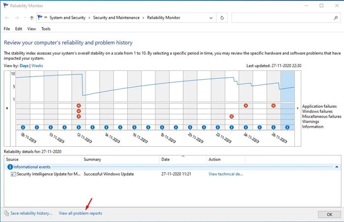 How to Use the  Reliability Monitor  Tool in Windows 10 - 15