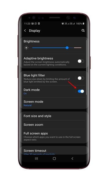 use the toggle button to turn on the Dark Mode