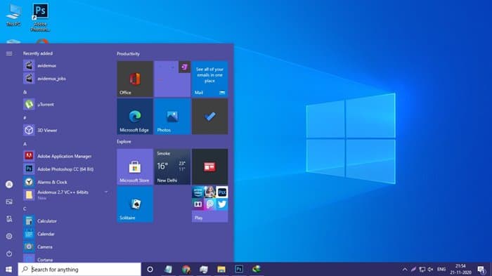 adjust start menu windows 10