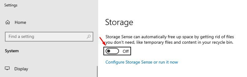 Storage Sense για διαχείριση αποθηκευτικού χώρου